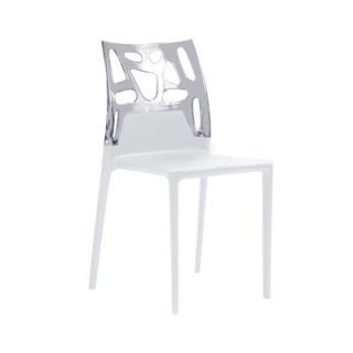 Papatya Ego Rock Side Chair 388 Finish White Seat, Transparent Back