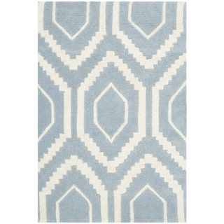 Safavieh Handmade Moroccan Chatham Blue/ Ivory Canvas backed Wool Rug (23 X 5)