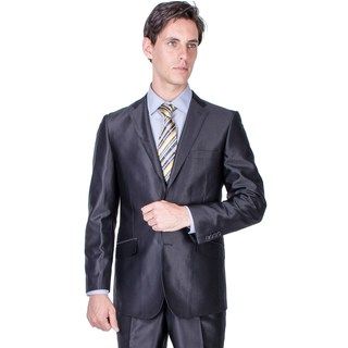 Mens Slim Fit Black Shiny 2 button Suit