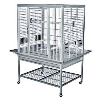 KINGS CAGES FLAT TOP ALUMINUM PARROT CAGE ACF 3325 bird toy toys african grey  eclectus (SILVER, FLAT TOP)  Birdcages 