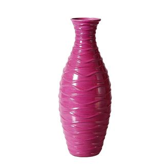Bright Fuchsia Textured Decorative Wood Vase