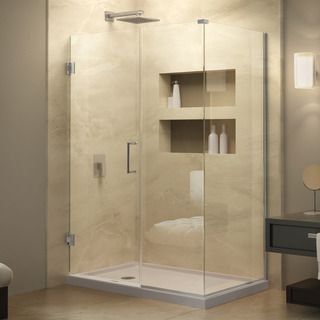 Dreamline Unidoor Plus 30.375   34.375 In. D X 33.5 In. W Frameless Hinged Shower Enclosure, Clear Glass