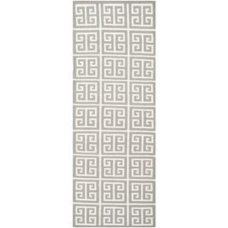 Safavieh Hand woven Moroccan Dhurries Grey/ Ivory Wool Rug (26 X 9)