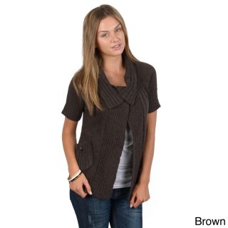 Adi Ci Sono By Adi Juniors Short Sleeve Knit Cardigan Brown Size S (1  3)