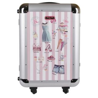Nicole Lee Priscilla Pink/white Aluminium 21 inch Hardside Carry on Spinner Upright