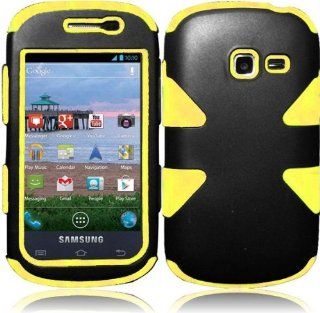 Samsung Galaxy Discover S730G ( Straight Talk , Net10 , Tracfone , Cricket ) Phone Case Accessory BlackYellow Dual Protection D Dynamic Tuff Extra Stong Cover with Free Gift Aplus Pouch Cell Phones & Accessories