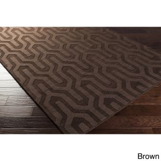 Hand Loomed Daix Solid Tone on tone Geometric Wool Area Rug (2 X 3)