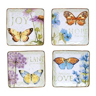 Herb Garden 6 inch Square Canape Plate (set Of 4)