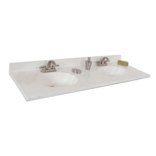Style Selections Oval 61 in W x 22 in D White On White Cultured Marble Integral Double Sink Bathroom Vanity Top