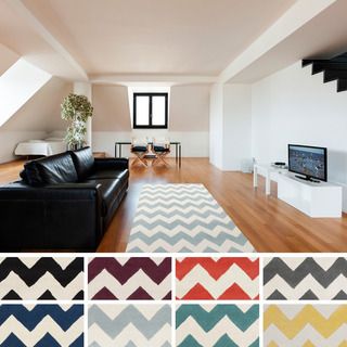 Hand tufted Neil Chevron Wool Area Rug (9 X 13)