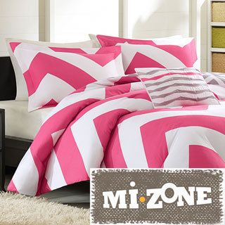 Mi Zone Mizone Virgo Reversible 4 piece Duvet Cover Set Pink Size Full  Queen