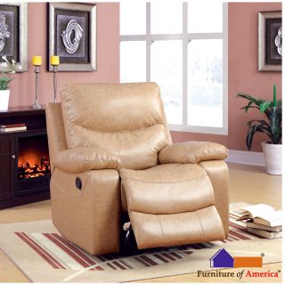 Furniture Of America Barbalado Camel Bonded Leather Match Glider Recliner