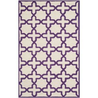 Safavieh Handmade Moroccan Cambridge Ivory/ Purple Wool Rug (5 X 8)