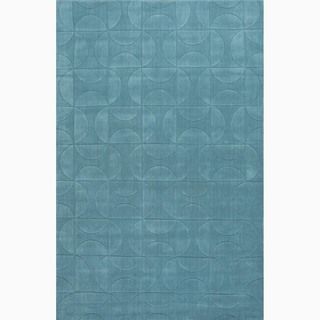 Hand made Blue Wool Textured Rug (2x3)