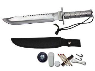 SURVIVAL COMBAT MARINE KNIFE w Compass+Emergency Gear  Tactical Knives  Sports & Outdoors
