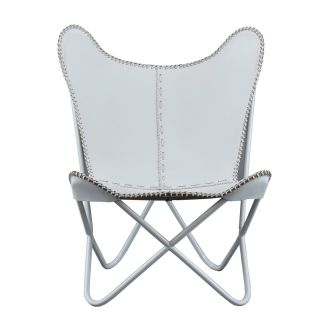 White Leather Butterfly Chair