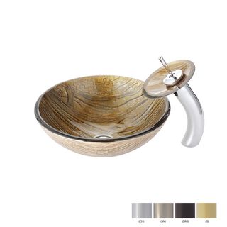 Kraus Terra Glass Vessel Sink And Waterfall Faucet