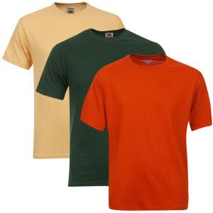Fruit of the Loom/Jerzees Mens 3 Pack T Shirts   Extra Large   Rust/Beige/Bottle Green      Clothing