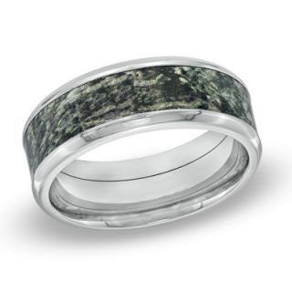 Mens 8.0mm Mossy Oak® Camouflage Inlay Comfort Fit Titanium Wedding