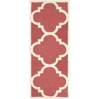 Safavieh Handmade Contemporary Moroccan Cambridge Rust/ Ivory Wool Rug (26 X 6)