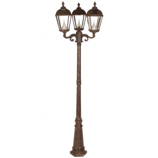 Gama Sonic Gs 98t Weathered Bronze Post Royal 3 light Solar Lamp With 7 Bright white Leds