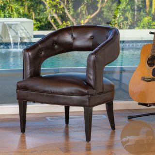Christopher Knight Home Simone Brown Leather Accent Chair