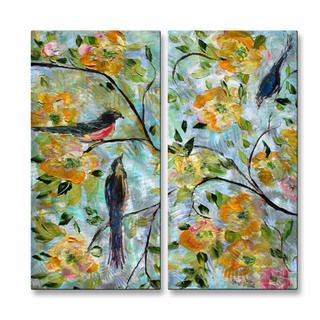 Karen Tarlton Birds And Blooms Metal Wall Hanging