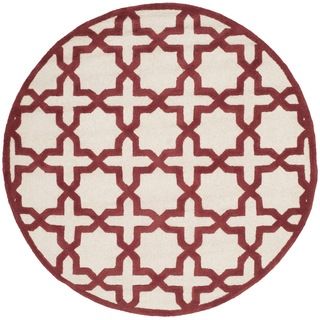 Safavieh Handmade Moroccan Cambridge Ivory/ Rust Wool Rug (6 Round)