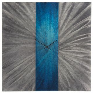 Blue Stripe Modern Metal Wall Clock