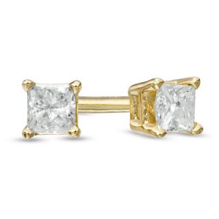 10 CT. T.W. Princess Cut Diamond Solitaire Stud Earrings in 14K Gold