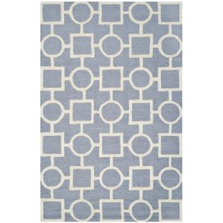 Safavieh Handmade Moroccan Cambridge Light Blue/ Ivory Wool Geometric pattern Rug (6 X 9)