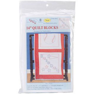 Stamped White Sport themed Quilt Blocks 14 X14 6/pkg   Baseball