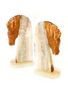Brown Onyx Horse Head Bookends (Set of 2) by Sarlo