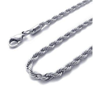 Atlas Jewelry Silver Tone Stainless Steel Unisex Womens Mens Necklace Rope Chain 2mm Wide 18 Inches Long with Gift Box Jewelry