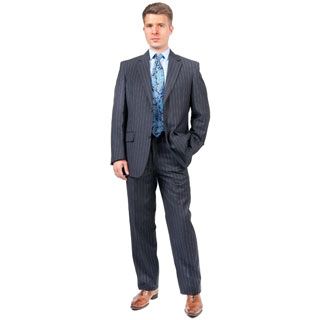 Mens Blue Modern Fit Two button Suit With Notched Collar