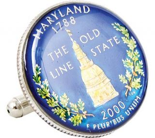 Cufflinks Inc Hand Painted Maryland State Quarter Cufflinks