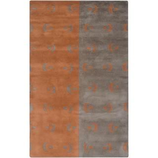 Hand tufted Handicraft Imports Designer Trends Grey/orange Wool Area Rug (8 X 10)