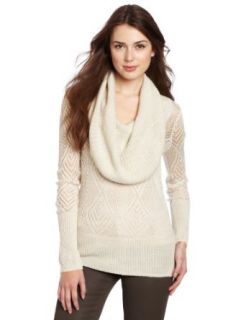 Lucky Brand Women's Paula Pointelle Cowl Neck Sweater, Nigori, X Large Pullover Sweaters