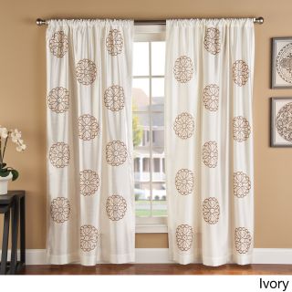 Brittany Embroidered Faux Silk Medallion Print Curtain Panel Pair