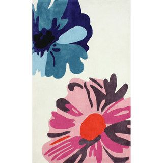 Nuloom Hand tufted Modern Floral Motify Polyester Ivory Rug (76 X 96)