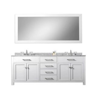 Water Creation Madison Solid White Double Sink Bathroom Vanity With Large Framed Mirror White Size Double Vanities