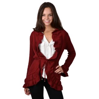 Journee Collection Womens Long Open Front Ruffled Cardigan