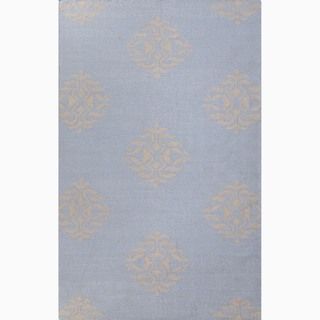 Hand made Tribal Pattern Blue/ Gray Wool Rug (5x8)