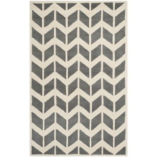 Safavieh Handmade Moroccan Chatham Dark Gray/ Ivory Geometric pattern Wool Rug (4 X 6)