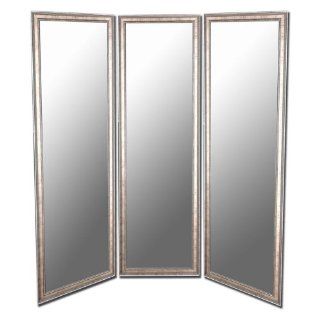 Soft Gold Panel Mirror with Silver Trim Accents   Wall Mounted Mirrors