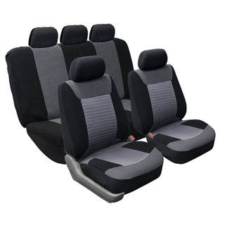 Fh Group Grey Premium Fabric Airbag Compatible Car Seat Covers (full Set)