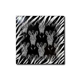 Shop ct_119184_4 Florene Dcor II   Black n White Zebra Heads On Zebra Print   Tiles   12 Inch Ceramic Tile at the  Home Dcor Store
