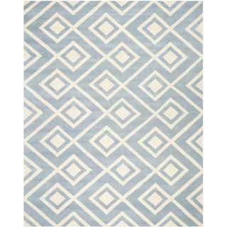 Safavieh Handmade Moroccan Chatham Squares pattern Blue/ Ivory Wool Rug (8 X 10)