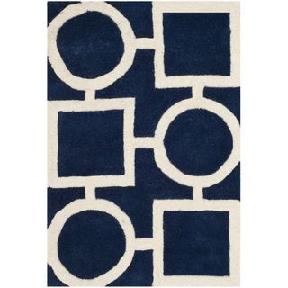 Safavieh Handmade Moroccan design Chatham Dark Blue/ Ivory Wool Rug (2 X 3)