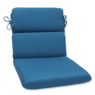 Pillow Perfect Rounded Corners Chair Cushion With Sunbrella Spectrum Peacock Fabric